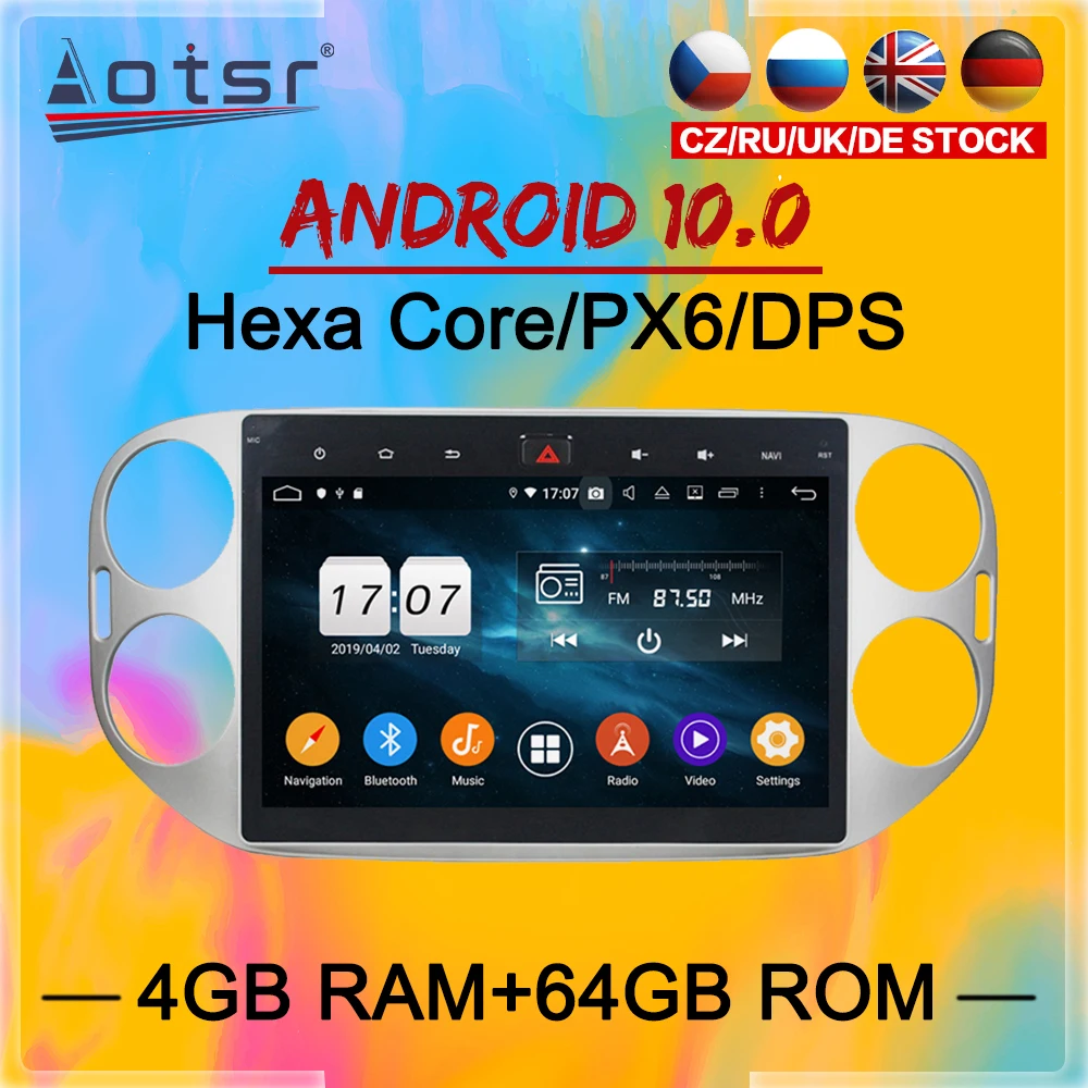 2 Din IPS Screen Android 10 DSP Car Multimedia Player For Volkswagen VW Tiguan 2010 2011-2017 Navi Audio Radio Stereo head unit