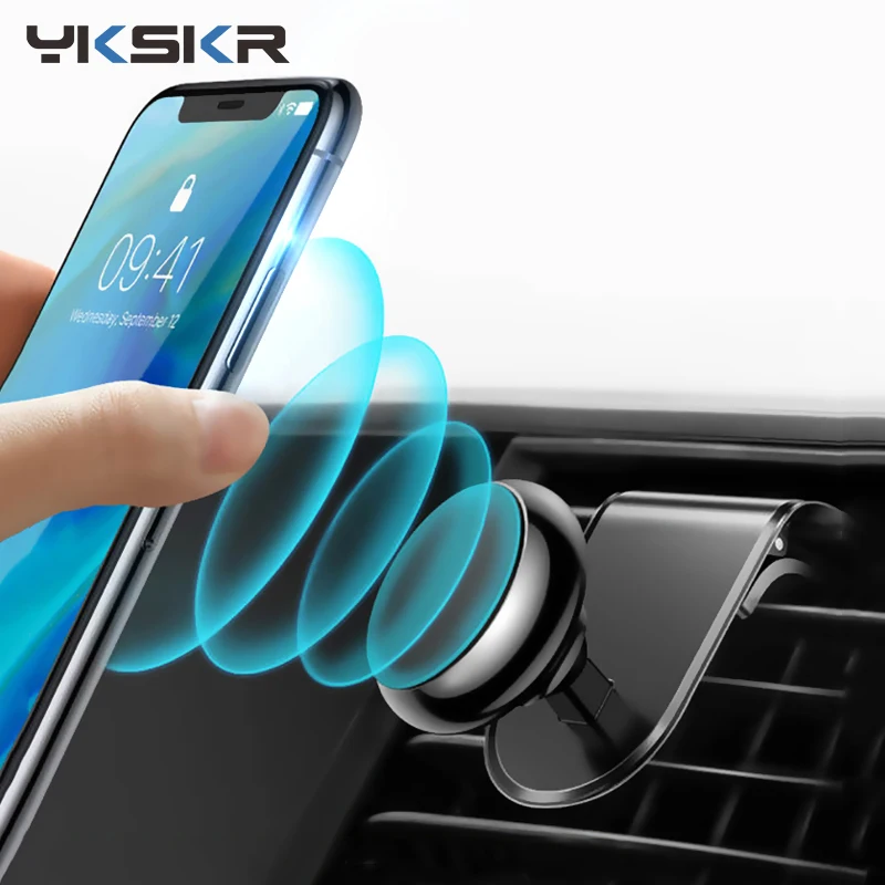 

Magnetic Car Phone Holder L Shape Air Vent Mount Stand in Car GPS Mobile Phone Holder For iPhone X Samsung S9 Xiaomi