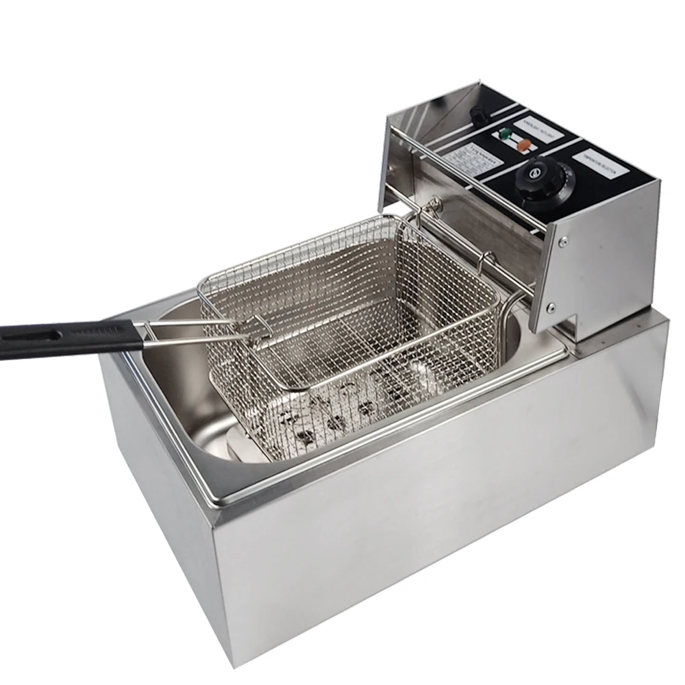 

Multi-functional single electric deep fryer small stainless steel fries frying machine for household restaurant