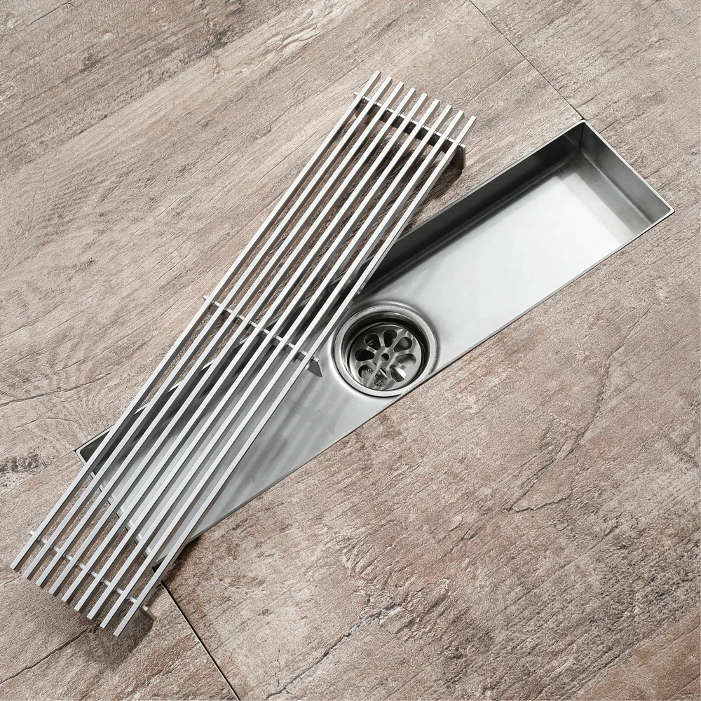 

Brushed Floor Drains Grates Waste Linear Tile Insert Deodorization Type Long Drainer Shower Drain 304 Stainless Steel