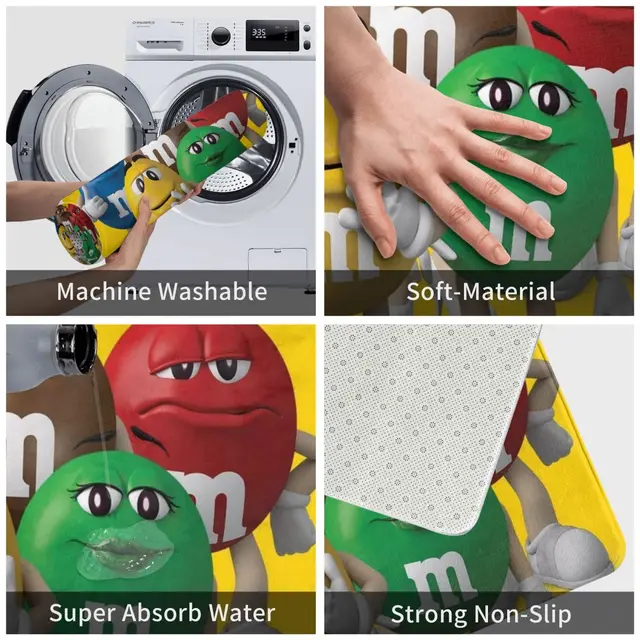 M&M Crew (Nagyméretű) S Ajtó-Szőnyeg Szőnyeg Lábfürdő Fürdőszőnyeg Nem Csúszás Wc-Vel Erkély Szalon Abszorbens Por Eltávolítása - Image 4