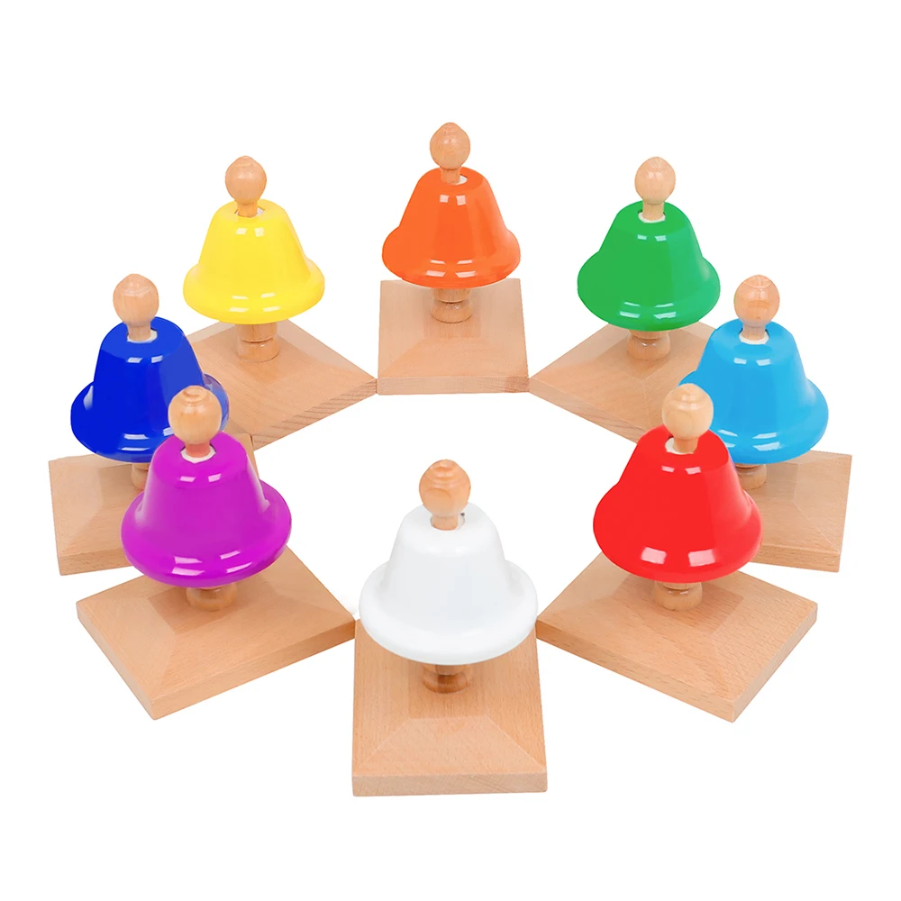 Kids Musical Instrument Toys Handbell Hand Bell Eight Tone Colorful Class Bell Baby Early Education Christmas Gift