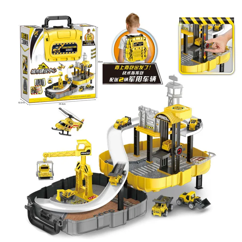 

Hot Selling CHILDREN'S Rucksack Storage Educational Assembled Rail Car Model Parking Lot Engineering Vehicle Toy