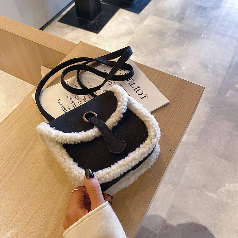 

Online Celebrity Lambs Wool Bag Women's 2020 New Style Korean-style Autumn And Winter Maomao Bag Versatile Textured Shoulder Sad