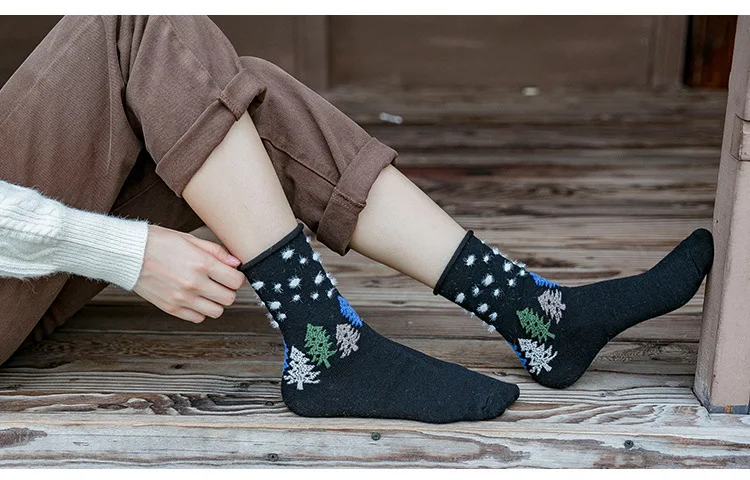 Японский стиль Харадзюку Мультфильм рождественские носки для женщин с пушистой пряжи осень зима забавные носки для женщин 090906