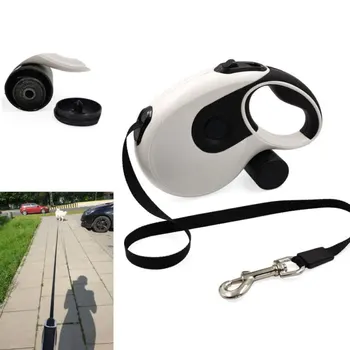 

Retractable dog cable Retractable dog cable with dog poop bag holder Retractable cable retractable traction rope White 8m