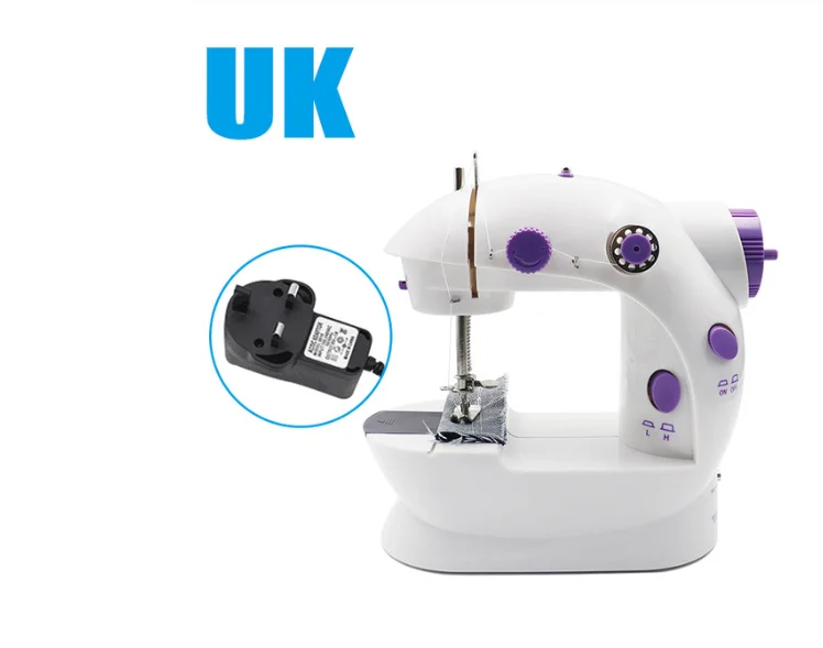 UK PLUG Электрическая мини-швейная машина домашняя ручная машина для шитья скоростная лампа с регулировкой ручная швейная машина maquina de costura coser - Цвет: UK PLUG