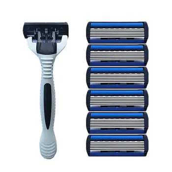

1+4 Combo Set Men Safety Traditional Classic 6 Layers Shaving Hair Blade Razor Manual Stainless Steel Shaving Hair Blade