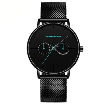 

Hannah Martin Fashion Waterproof 30M Date display Men Quartz Watch Multi-functional Stainless steel Wristwatch