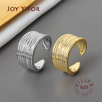

Authentic 925 Sterling Silver Simple Minimalist Open Adjustable Finger Rings for Women wide Fashion Band Female Bijoux