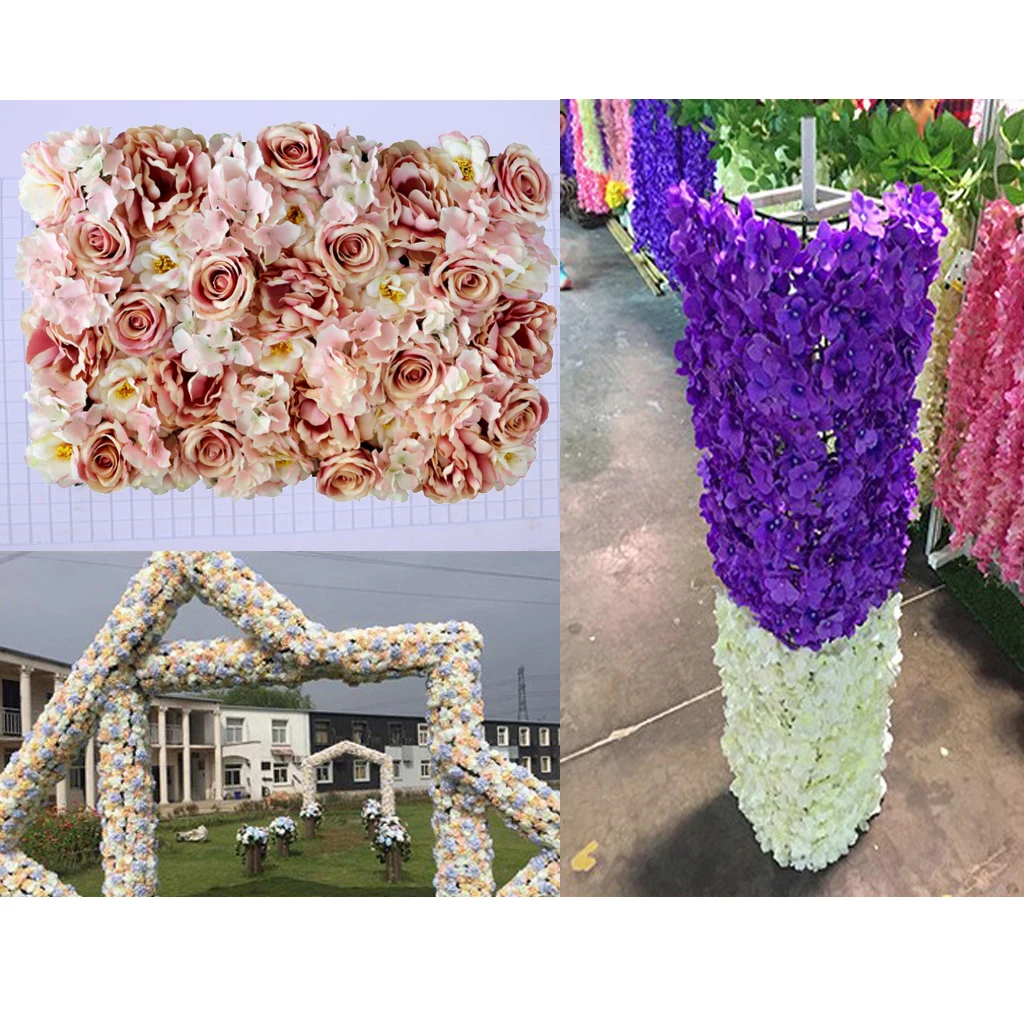 

Stimulation Flower Wall Panels Wedding Venue Background Decor Photo Backdrop Light Pink Artificial Flower Wall Backdrops Panels
