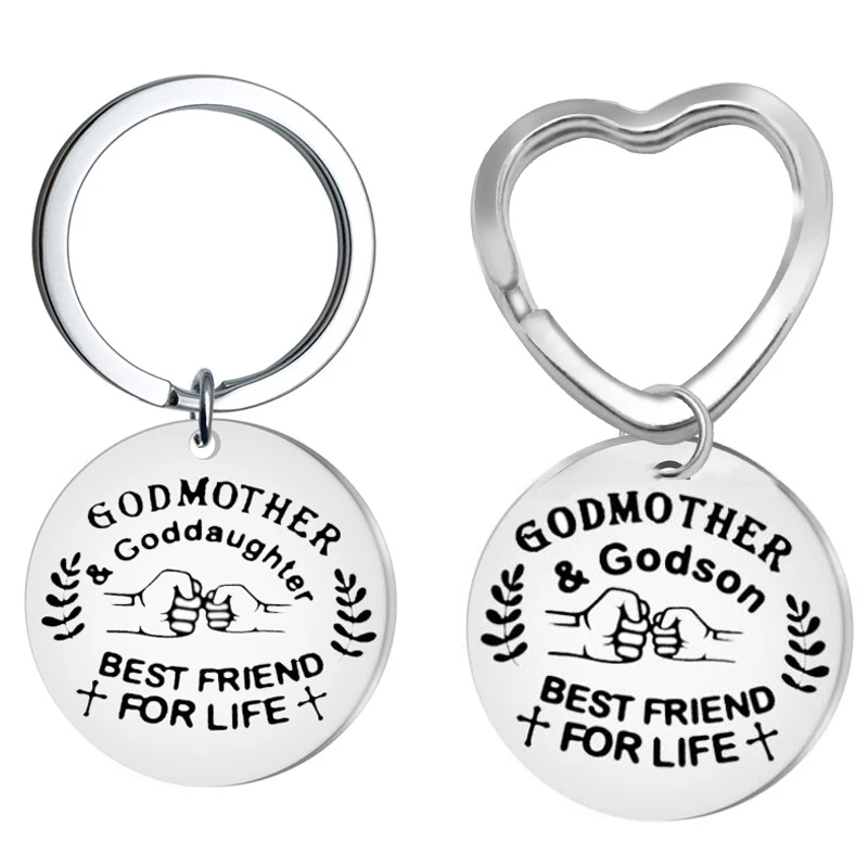 Patin Schlüsselring Geschenk von Godson Goddaughter Taufe Keychian Geschenke Andenken Geschenk für Patenkind Christus Religiöse Keychain