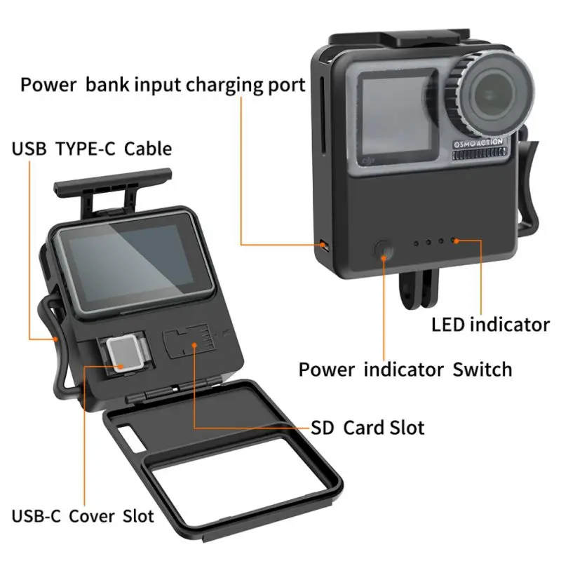 Камера защитная рамка чехол power Bank зарядное устройство для DJI OSMO действие прочный