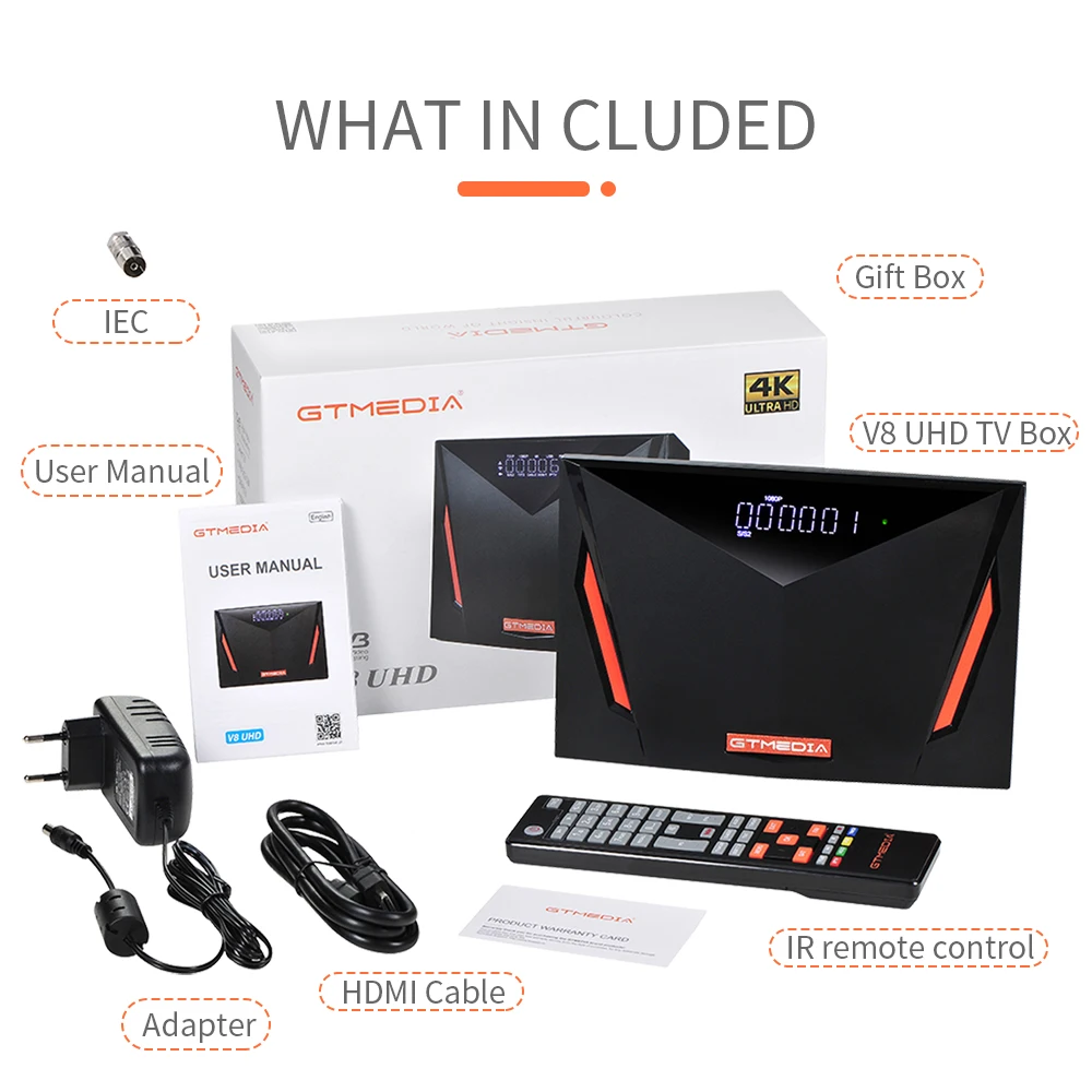 Ʈ ī   GT MEDIA V8 UHD 4K  ڴ DVB-S2X + T2 ű, m3u,H.265 HEVC/ WiFi,  CZ  