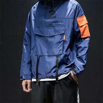 Новая модная мужская куртка с капюшоном Pizex Windbreak Повседневная Толстовка с капюшоном свободные и удобные топы в стиле хип-хоп - Цвет: blue