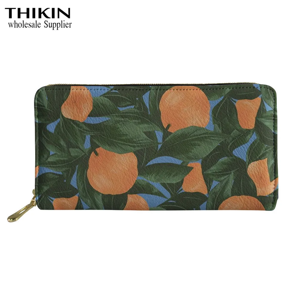 

THIKIN Cartoon Fruit Pattern Ladies Clutch PU Wallet for Card Bag Travel Organizer Wallets Women Thin Money Bags Zipper Purse