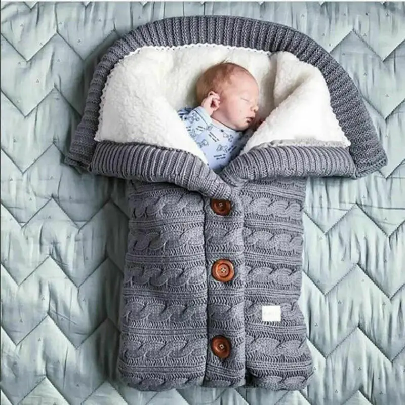 

Newborn Baby Knit Crochet Swaddle Wrap Swaddling Blanket Warm Sleeping Bag