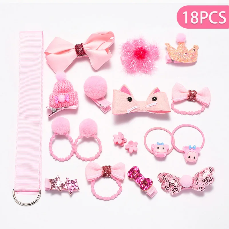 style 02 18pcs 18/24 предмет; нижнее белье из хлопка для детей; резинка для волос, комплект стильная футболка с изображением персонажей видеоигр женские аксессуары для волос для девочек головной Канат с изображениями цветов и животных, повязка на голову эластичная повязка на голову кольцо - Цвет: style 02 18pcs