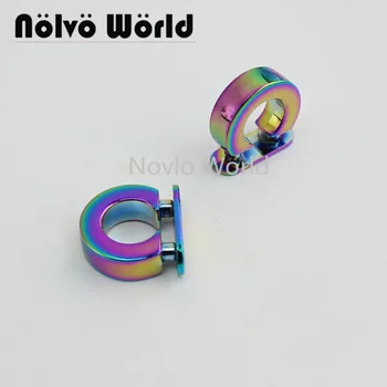 

10-50 pieces Rainbow metal fitting hardware handbag/bag tassel cap clasp D ring buckle screw connector bag hanger