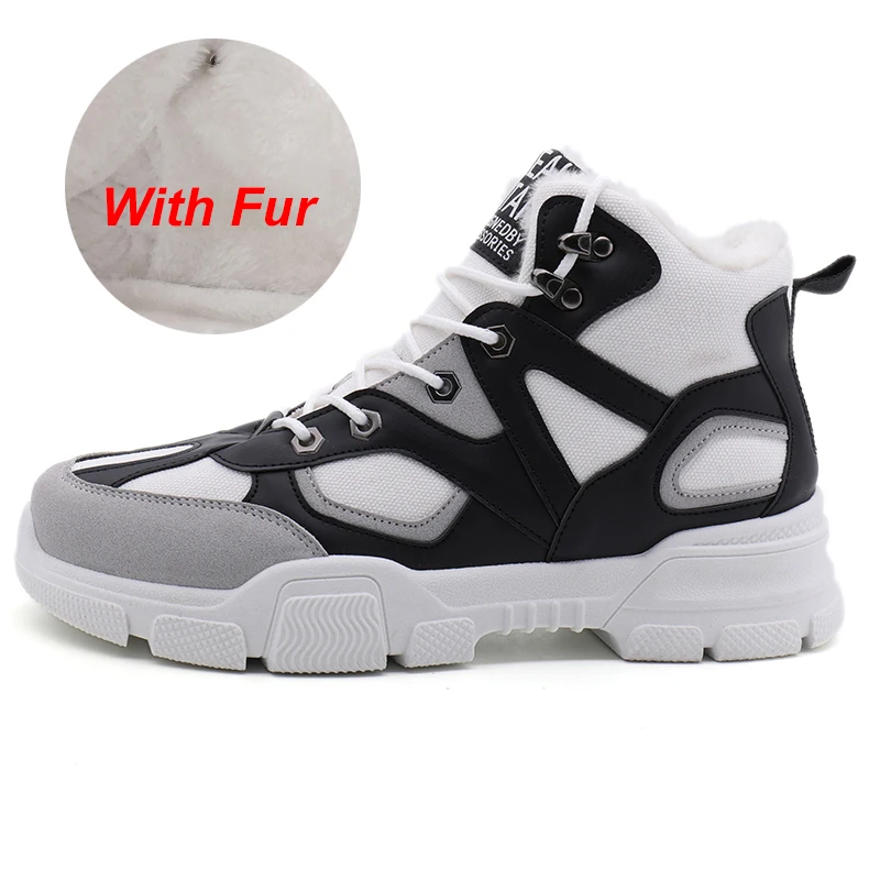 GL5008 White Fur VESONAL/брендовые модные теплые мужские ботинки для взрослых; коллекция года; зимние короткие плюшевые ботинки; удобные ботильоны на шнуровке; качественная обувь - Цвет: GL5008 White Fur