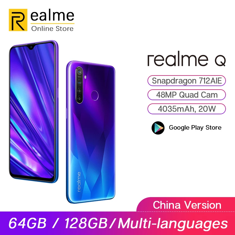 Оригинальный мобильный телефон realme Q 4 Гб 64 6 3 дюйма Восьмиядерный процессор Snapdragon