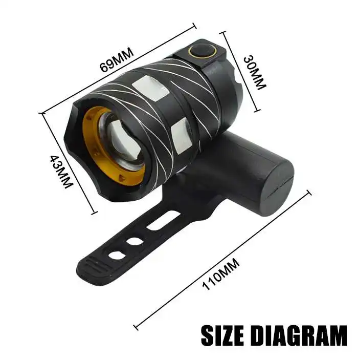 Cheap 15000LM T6 LED Bike Front Light Lamp Headlight USB Charging Adjustable Zoomable Bicycle Lights 3000mAh Rechargeable Battery 2