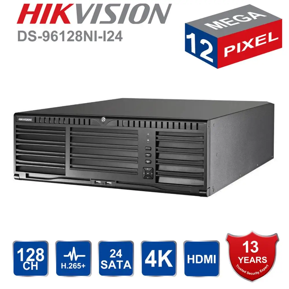 В наличии HIKVISION профессиональная 128CH система видеонаблюдения DS-96128NI-I24 встроенный NVR до 12 мегапикселей разрешение 24 SATA 2 HDMI