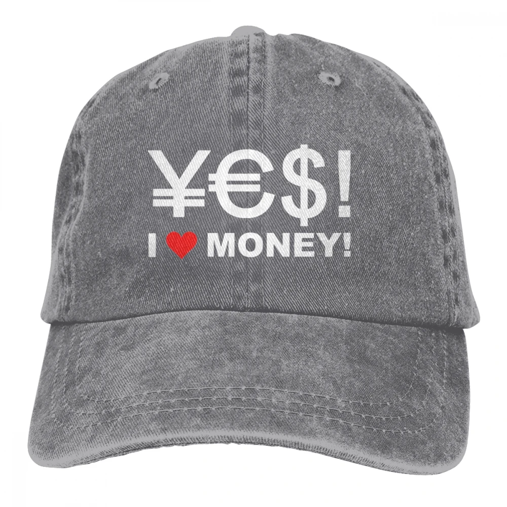 Да I Love Money Casquette черные унисекс Мужские Женские джинсовые бейсболка с ремешком кепки Регулируемая шляпа для гольфа папа