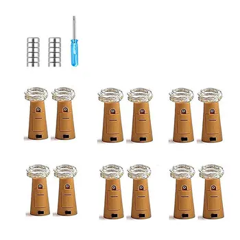 

Led Christmas Copper Wire String Button Wine Bottle Stopper Lantern 2M20 Lamp Silver Wire 12 + Button Battery + Screwdriver