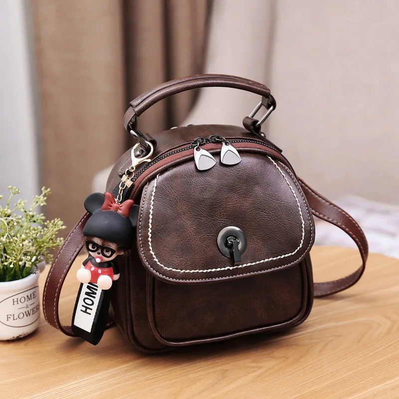 Brown Backpack Дизайнерские Мини-рюкзаки для женщин, модные кожаные рюкзаки для девочек, сумки через плечо, повседневные однотонные женские рюкзаки Mochila, маленький рюкзак - Цвет: Brown Backpack