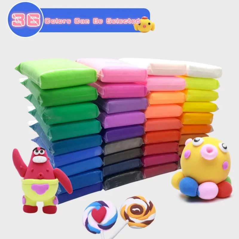 12/24/36 шт./лот Slime безопасный нетоксичный ковкого Пластилин Playdough Полимерная глина мягкая глина воздуха инструмент для литья Fimo игровое тесто сушки полимер - Цвет: 36 pieces