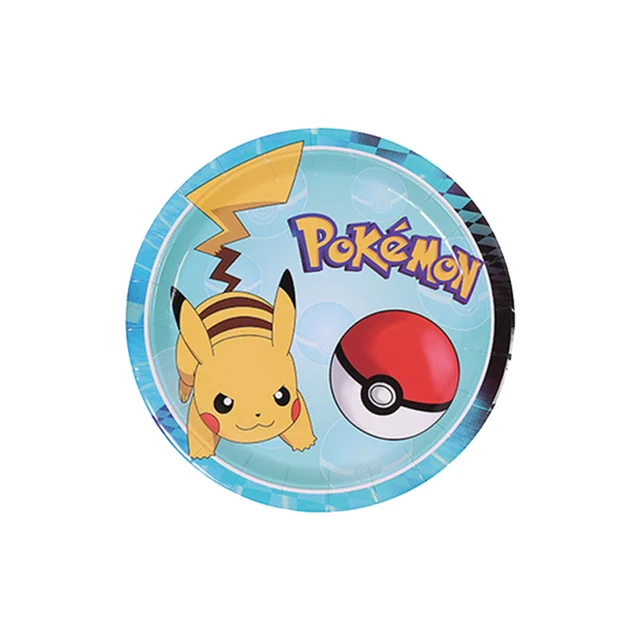 Pokemon Birthday Party Decorations Pikachu Foil Balloons Disposable Tableware Plate Napkin Backdrop For Kids Boy Party Supplies 9 inch plate 10pcs
