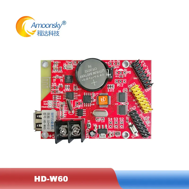 

Huidu HD-W60 LED display controller wifi card p10 programable scrolling advertising display control card