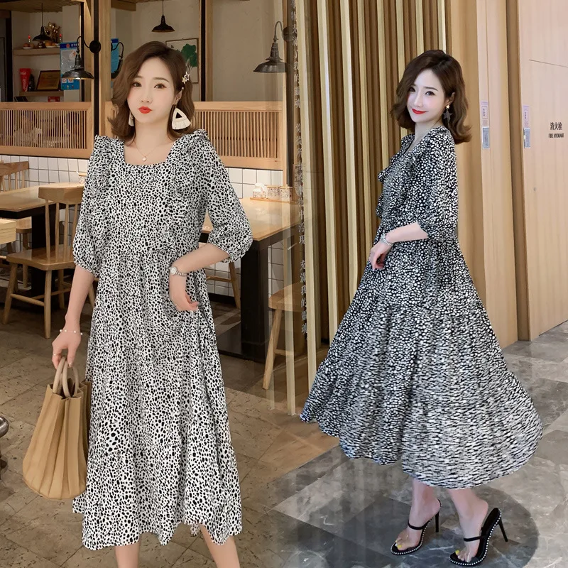 

2019 Summer Maternity Clothes New Style Korean-style Chiffon Fabrics Breathable Loose And Plus-sized Long Dress Summer Skirt