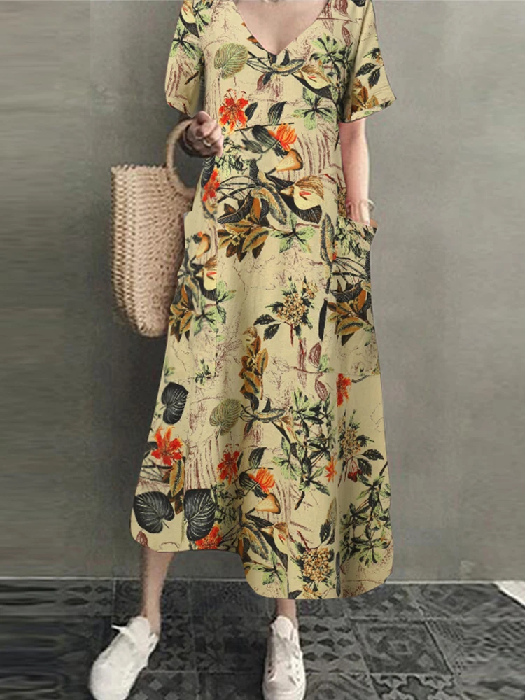ZANZEA 2023 Women Long Maxi Summer Dress Casual Cotton