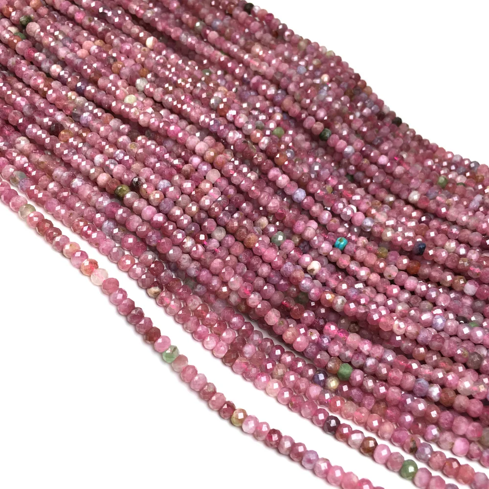 

Natural Stone Faceted Scattered bead Red tourmaline small Beads for Jewelry Making DIY Necklace Bracelet Accessories size 3x4mm