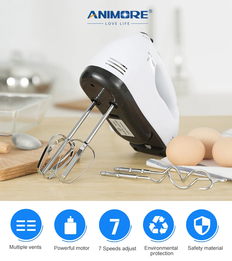 ANIMORE ручной миксер, 7 скоростей, ручной мини-блендер, кухонный блендер, Многофункциональный кухонный комбайн, электрический кухонный миксер, FM-02C