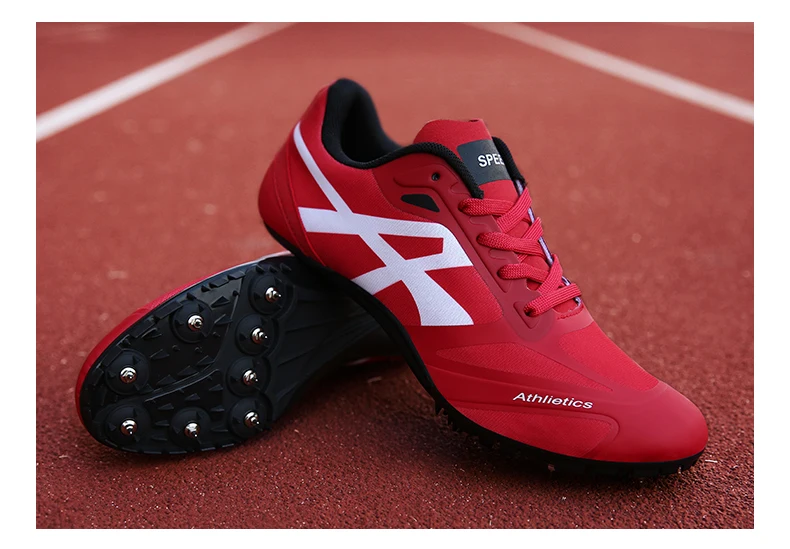 Men Women Spikes Track Field Sneakers Breathable Sprint Track and Field Shoes Outdoor Sports Black Jumping Shoes