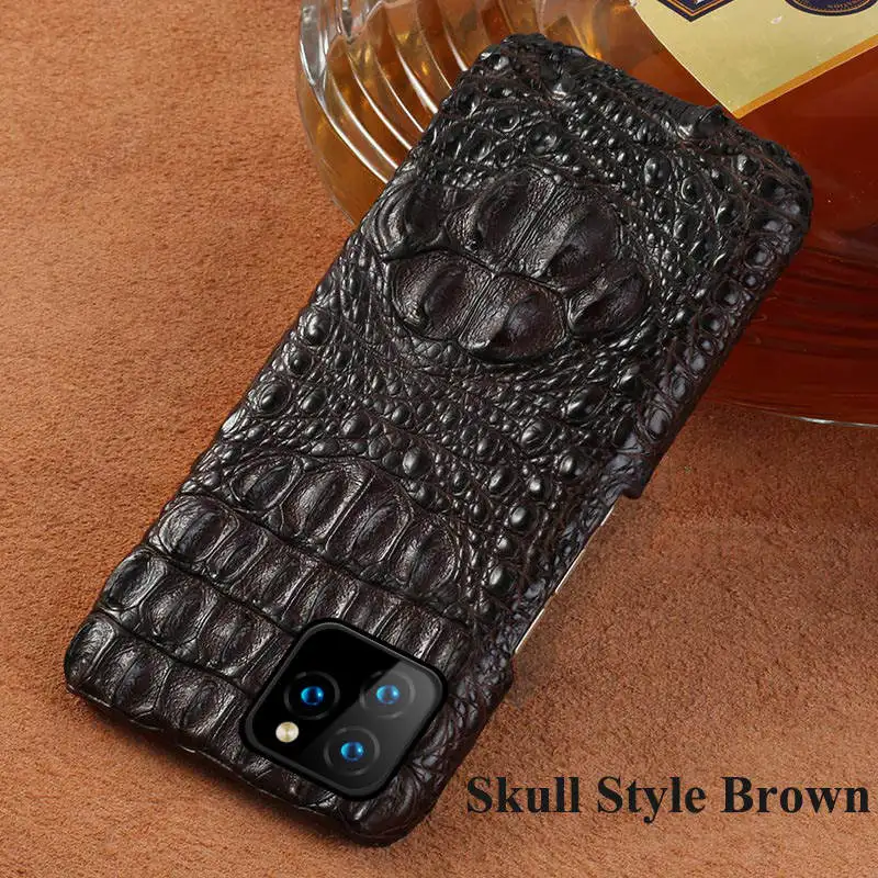 Brown Чехол из натуральной крокодиловой кожи для телефона Apple iphone 11 11 Pro 11 Pro Max XR X XS Max 6 7 8 8 Plus 6S Роскошные Чехлы Marvel - Цвет: Brown