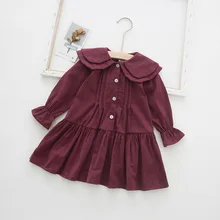 Повседневное платье для маленьких девочек; сезон лето-весна-осень; платье-рубашка темно-синего цвета; Милая Одежда для маленьких девочек; цвет белый, красный