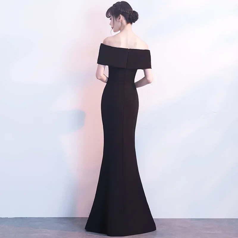 Черные Свадебные вечерние женские платья Роскошные элегантные банкетные