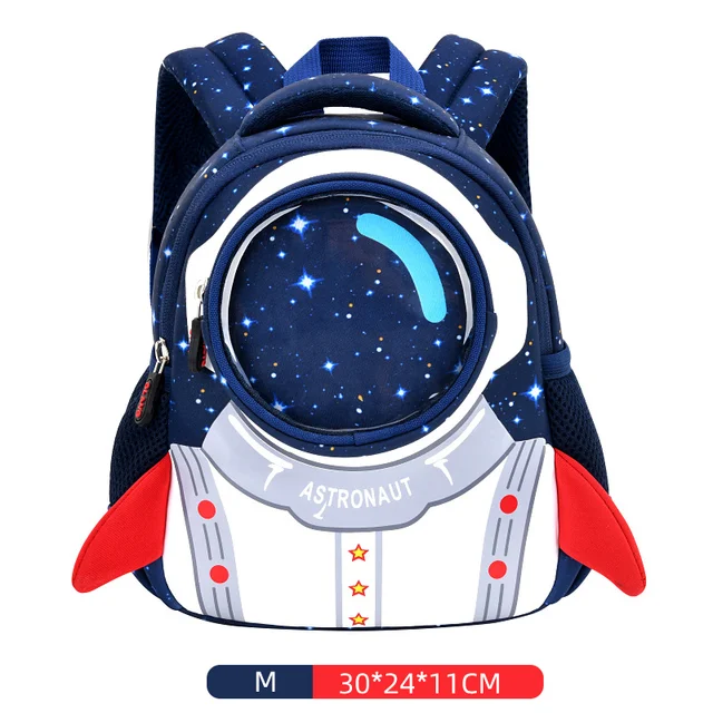 GREATOP 2021 New 3D Rocket Kids Backpack Anti-lost Astronauts School bags Waterproof Cartoon Girls Backpack Mochila Infantil Blue M