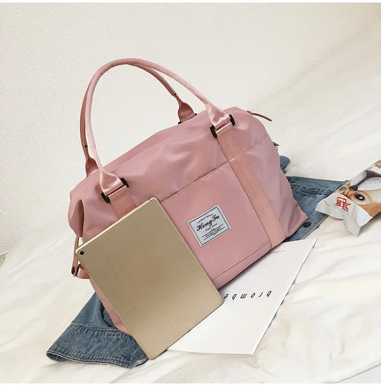 Wholesale Solid Color One-Shoulder Handbag Fashion Simple Nylon Cloth Large Capacity Travel Bag Gym Bag Manufacturers Direct Sel