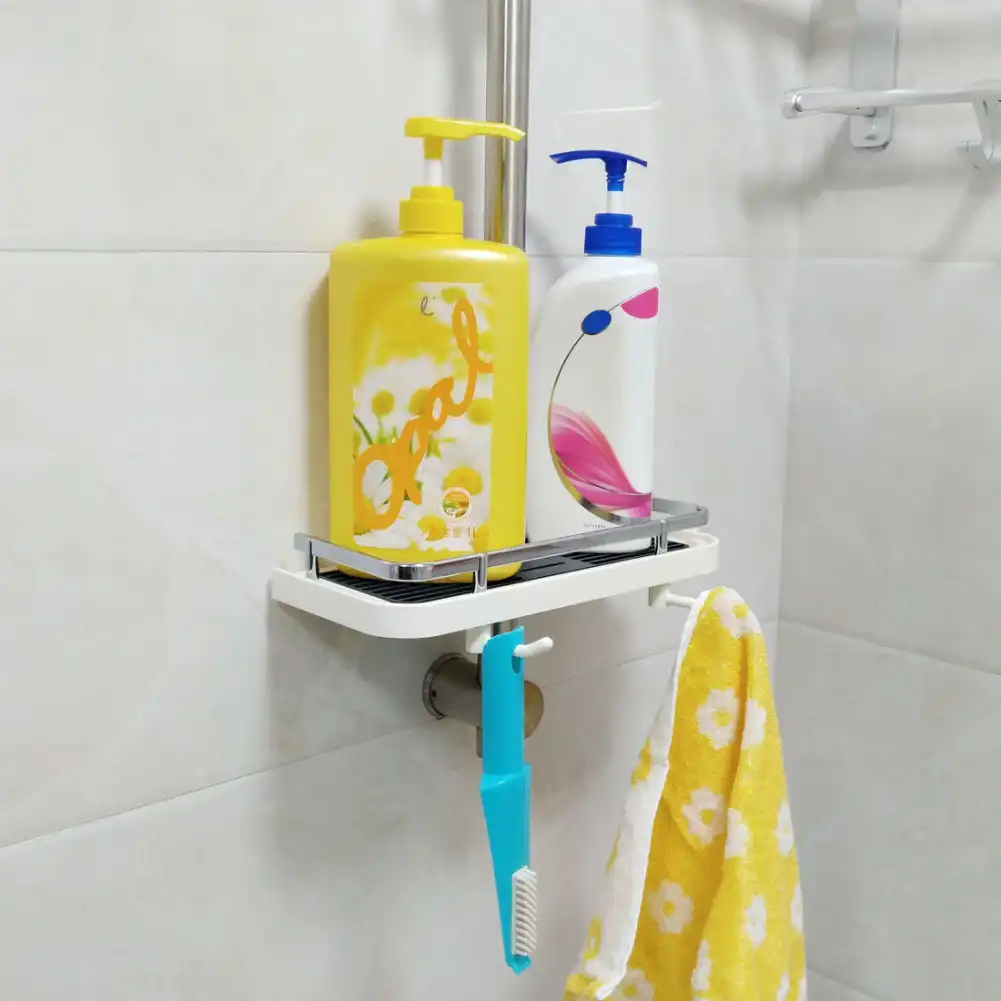Adjustable Bathroom Pole Shelf Shower Storage Rack Holder ...