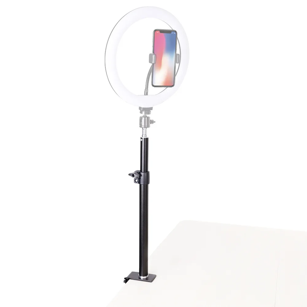Desk Mount Stand, 12.9-22inch Tabletop C Clamp Mount Stand, Adjustable Table Aluminum Light Stand with Standard 1/4 Screw Tip fo