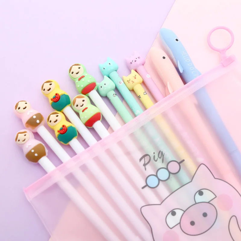 Набор гелевых ручек для смешивания, 12 шт., Kawaii, мультяшная, креативная, милая, крутая, фламинго, авторучка, чернильные ручки, офисные, стационарные, поставка с сумкой для карандашей - Цвет: 19