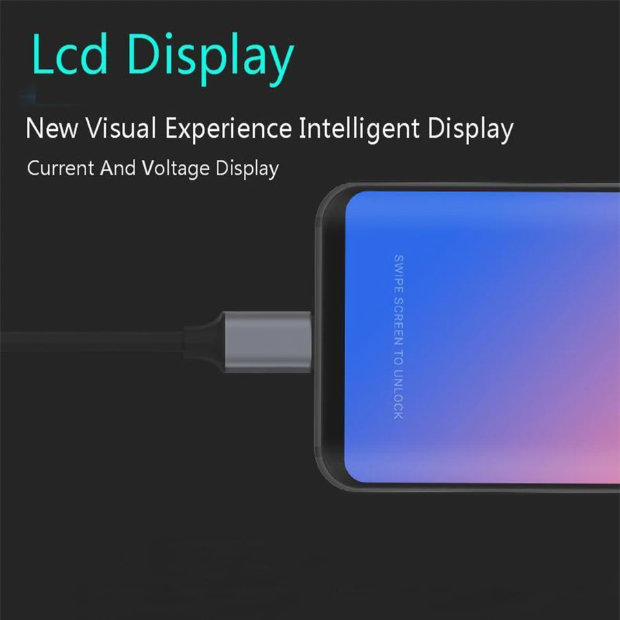 Кабель Micro USB 3,0 type-C для быстрой зарядки, 1 м, отображение напряжения и тока, кабели для синхронизации данных и USB-C для Xiaomi A1 huawei samsung S9
