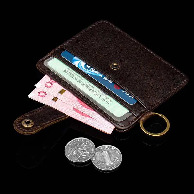 Super Thin Genuine Leather Card Wallets Designer Male Card Holders Matte Leather Slim Credit Card Case Man Vintage Small Purse