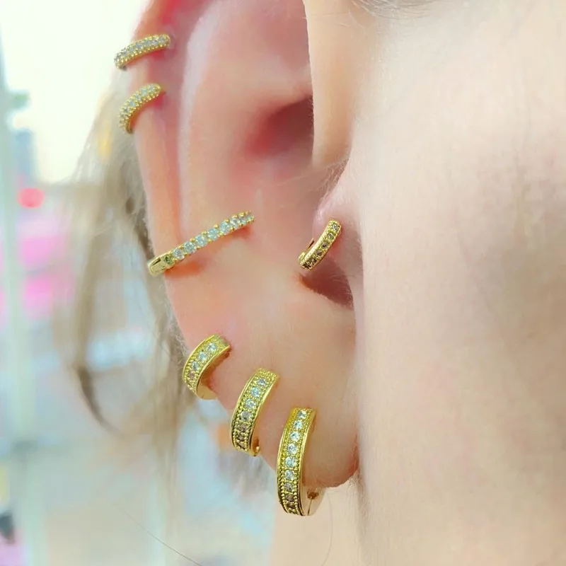CRMYA Gold Silver Filled Several Sizes Hoop Earring CZ Zircon Heart Higgle Earrings For Women Jewelry Wholesale Aretes De Mujer
