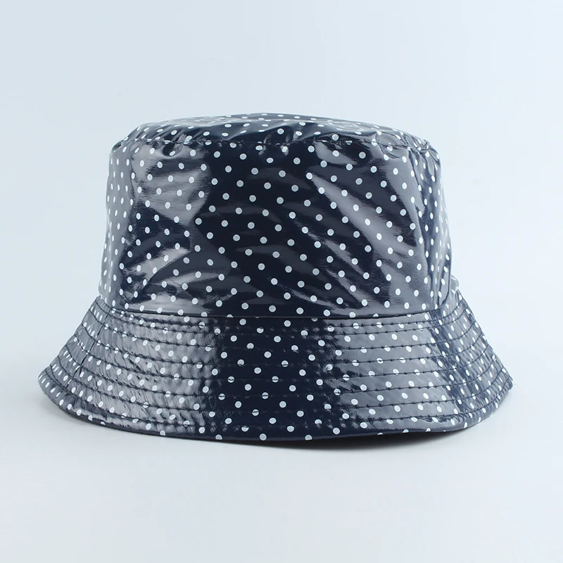 Leather Dot Print Two side Reversible Bucket Hat Waterproof Fishing